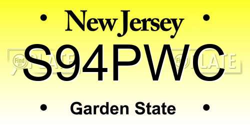 S94PWC New Jersey License Plate