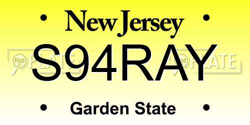 S94RAY New Jersey License Plate