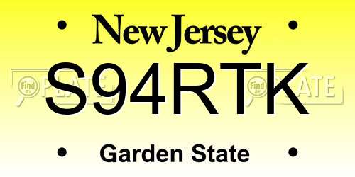 S94RTK New Jersey License Plate