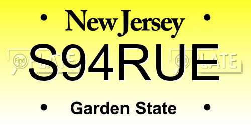 S94RUE New Jersey License Plate