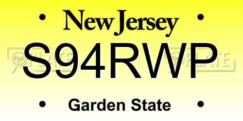 S94RWP New Jersey License Plate