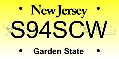 S94SCW New Jersey License Plate