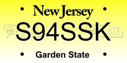 S94SSK New Jersey License Plate