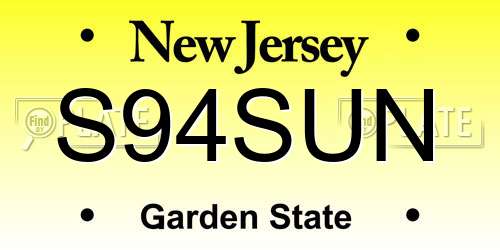 S94SUN New Jersey License Plate