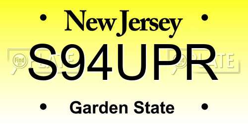 S94UPR New Jersey License Plate