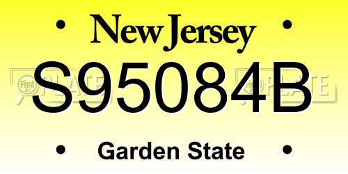 S95084B New Jersey License Plate