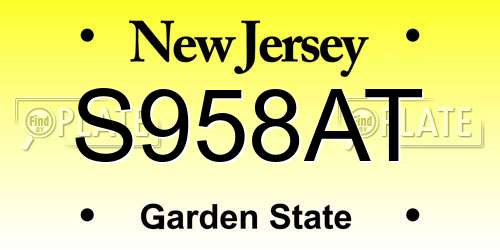 S958AT New Jersey License Plate