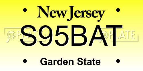 S95BAT New Jersey License Plate