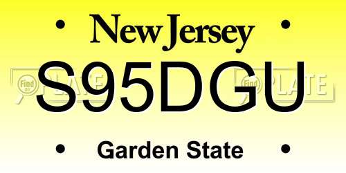 S95DGU New Jersey License Plate