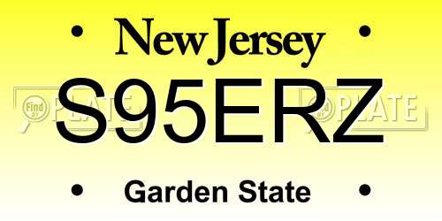 S95ERZ New Jersey License Plate