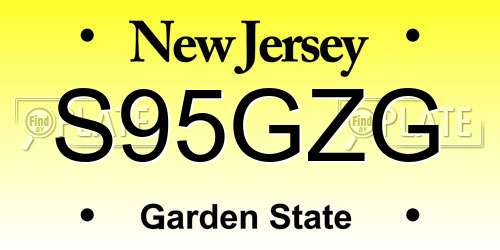 S95GZG New Jersey License Plate