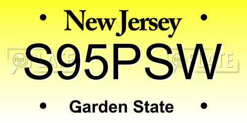 S95PSW New Jersey License Plate
