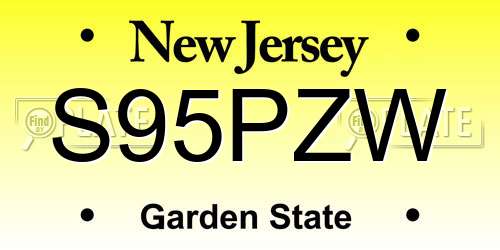 S95PZW New Jersey License Plate