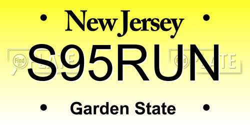 S95RUN New Jersey License Plate