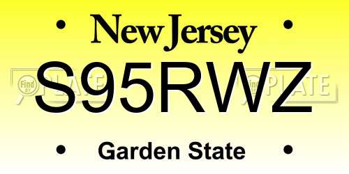 S95RWZ New Jersey License Plate
