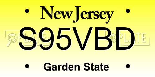 S95VBD New Jersey License Plate
