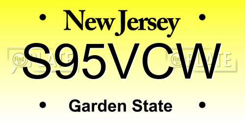 S95VCW New Jersey License Plate