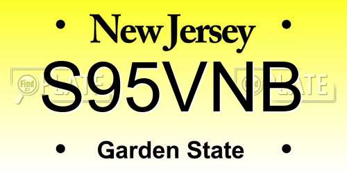 S95VNB New Jersey License Plate