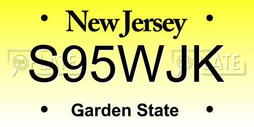 S95WJK New Jersey License Plate