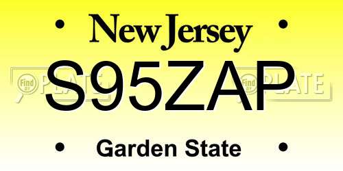 S95ZAP New Jersey License Plate