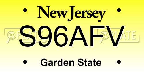 S96AFV New Jersey License Plate