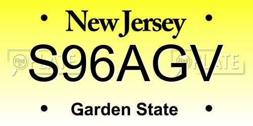 S96AGV New Jersey License Plate