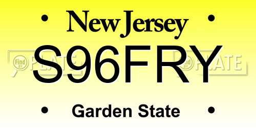 S96FRY New Jersey License Plate