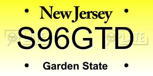 S96GTD New Jersey License Plate