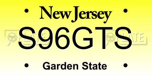 S96GTS New Jersey License Plate