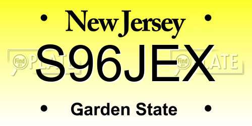 S96JEX New Jersey License Plate