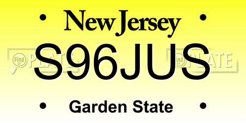 S96JUS New Jersey License Plate