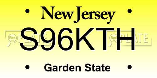 S96KTH New Jersey License Plate