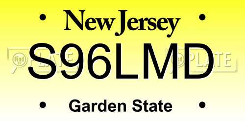 S96LMD New Jersey License Plate