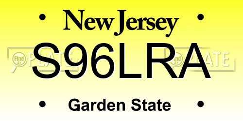 S96LRA New Jersey License Plate