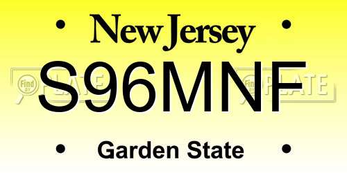 S96MNF New Jersey License Plate
