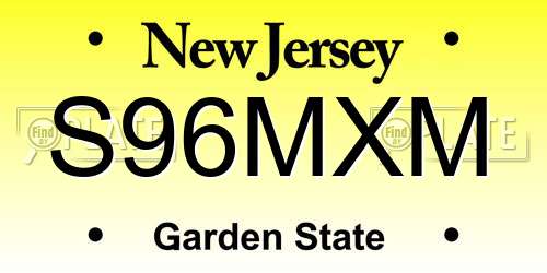 S96MXM New Jersey License Plate