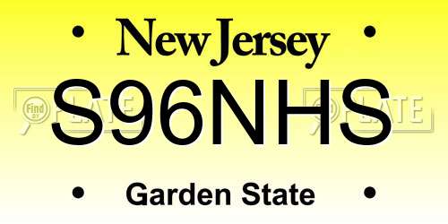 S96NHS New Jersey License Plate