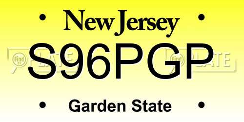 S96PGP New Jersey License Plate