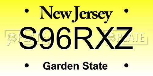 S96RXZ New Jersey License Plate