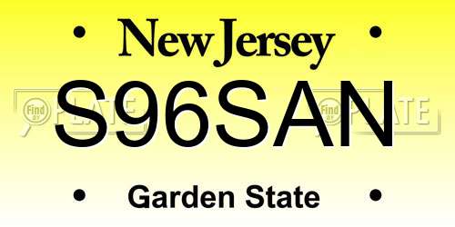 S96SAN New Jersey License Plate