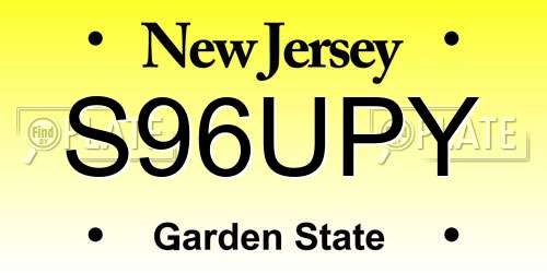 S96UPY New Jersey License Plate