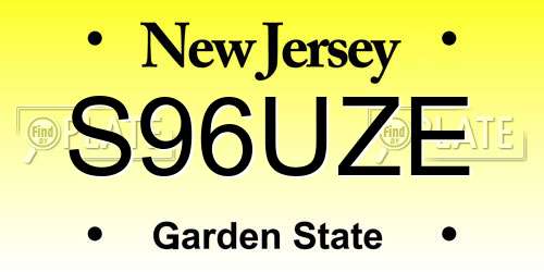S96UZE New Jersey License Plate