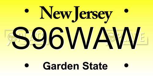S96WAW New Jersey License Plate