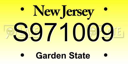 S971009 New Jersey License Plate