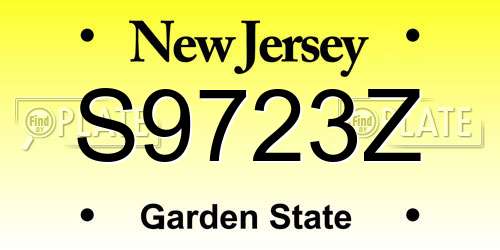 S9723Z New Jersey License Plate