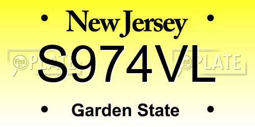 S974VL New Jersey License Plate