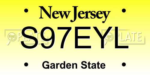 S97EYL New Jersey License Plate