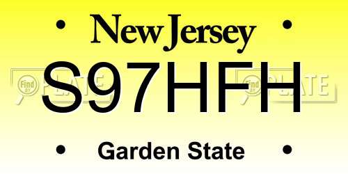 S97HFH New Jersey License Plate
