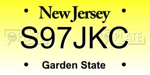 S97JKC New Jersey License Plate