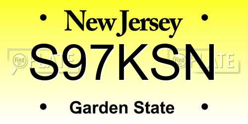 S97KSN New Jersey License Plate